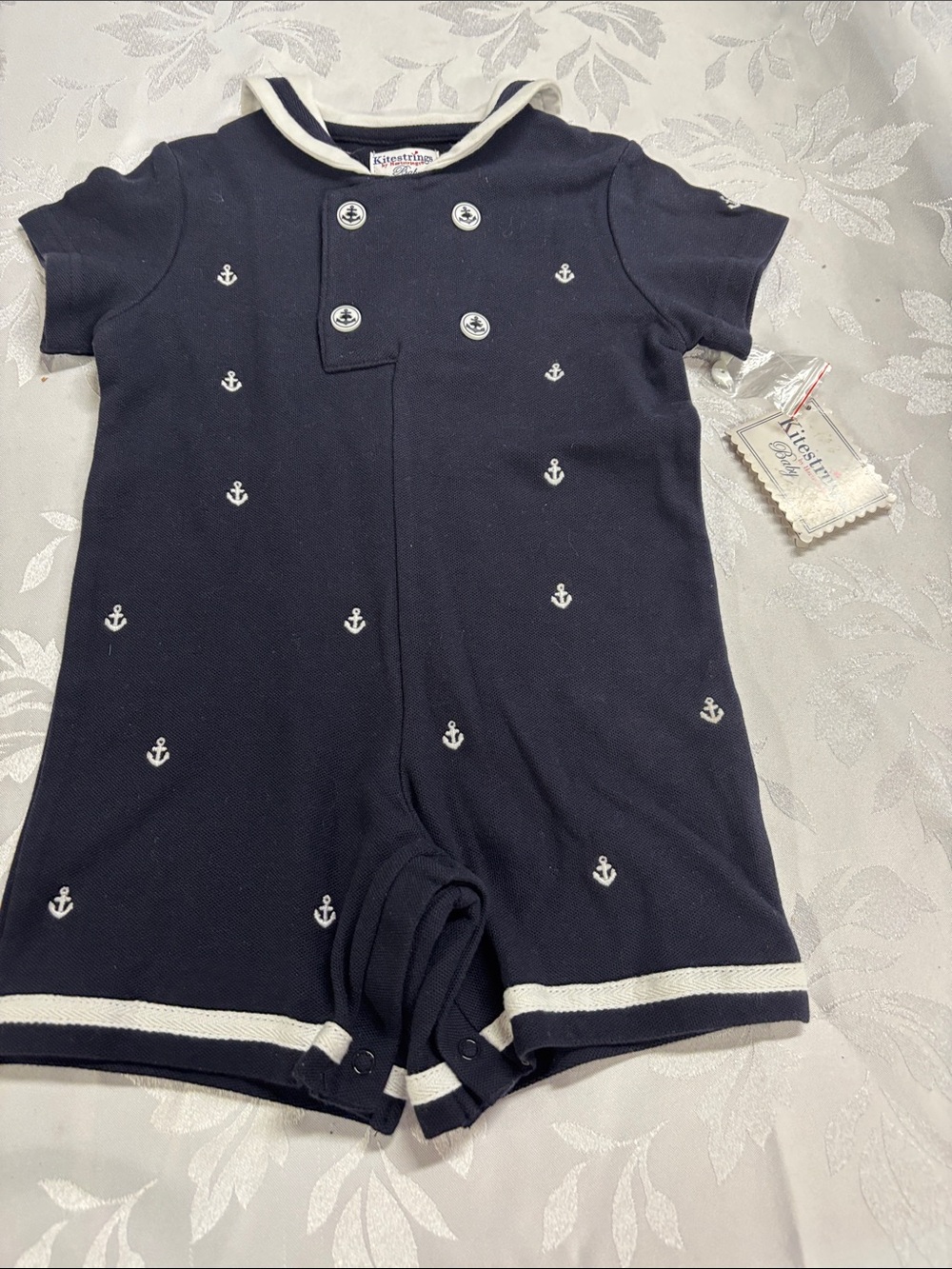 KitestinfNavy & White Anchor Sailor Romper One-Piece, NWT, 18m